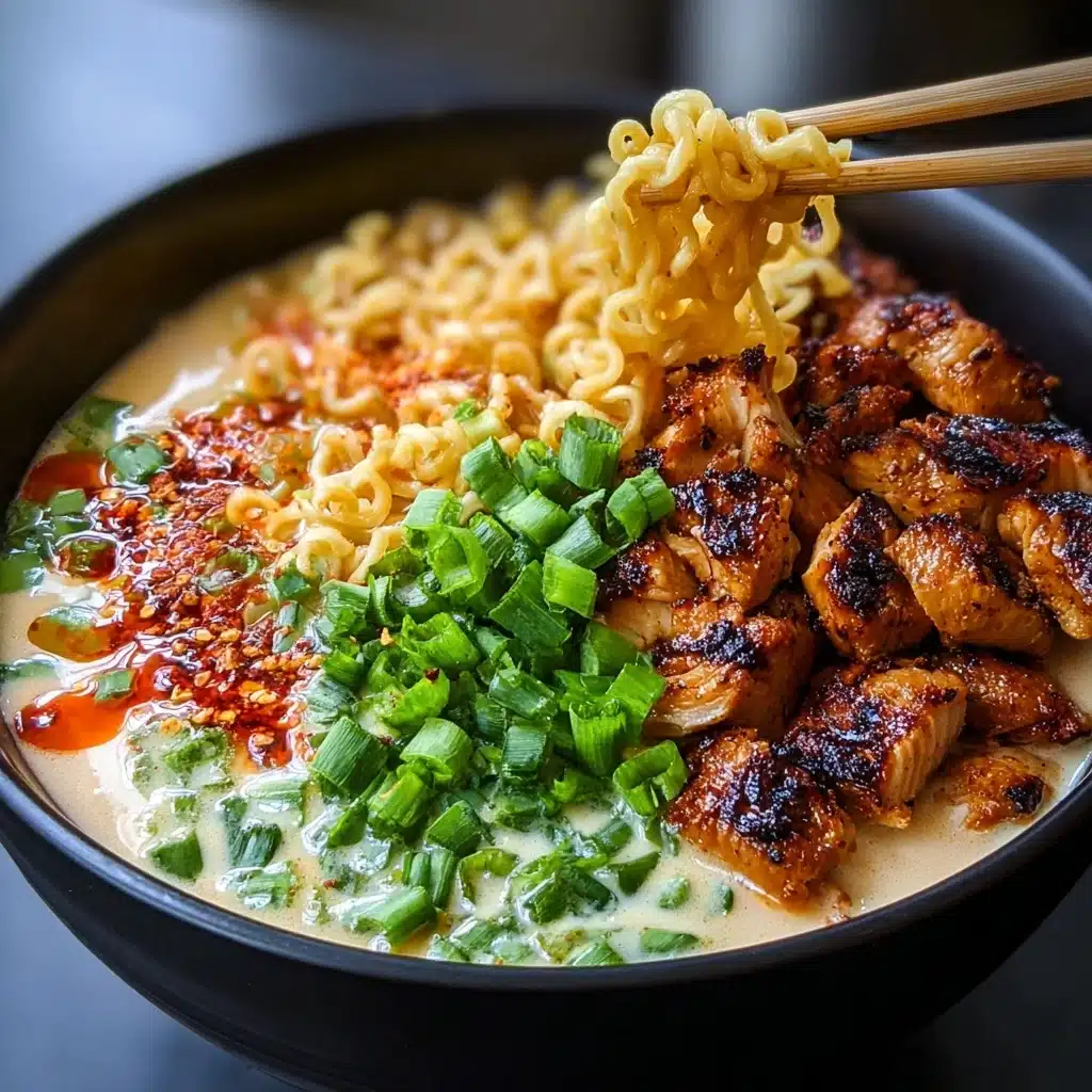 Fiery Chicken Ramen with Creamy Garlic Sauce Recipe - Recipe Image