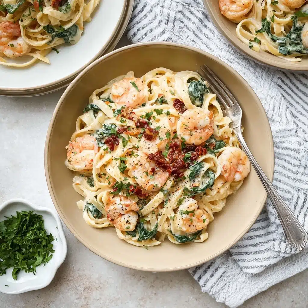 Creamy Tuscan Shrimp Linguine Recipe - Recipe Image