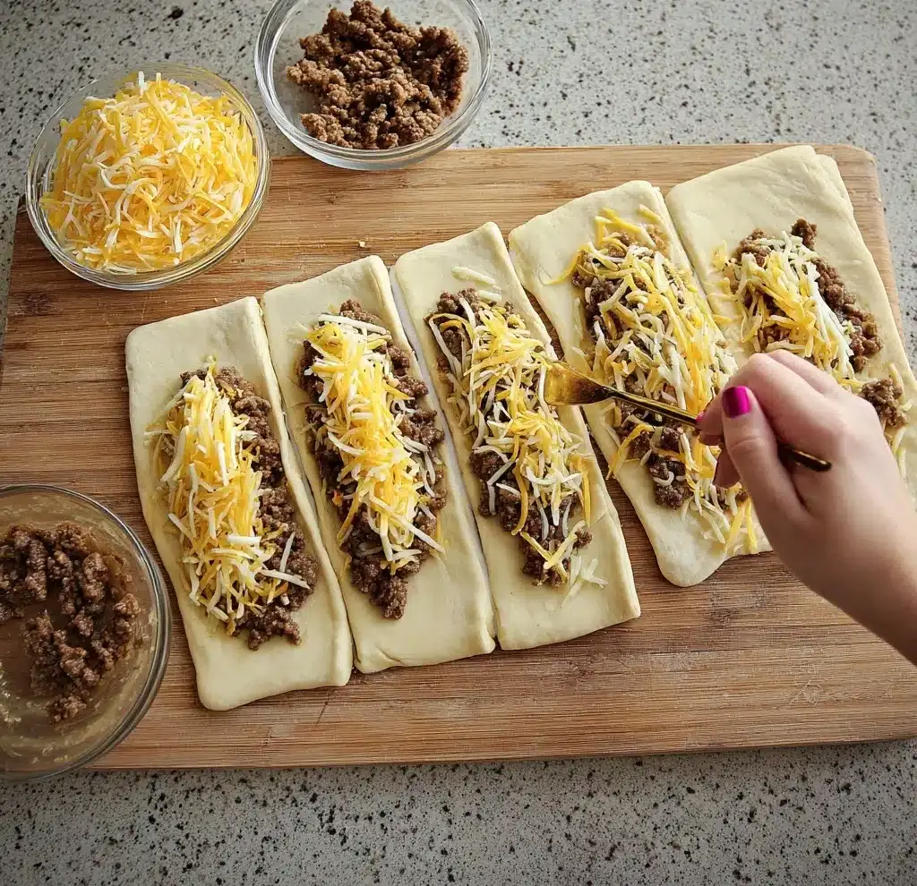 Cheesy Taco Stuffed Breadsticks with Taco Filling Recipe
