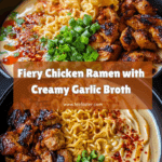 Fiery Chicken Ramen with Creamy Garlic Sauce Recipe
