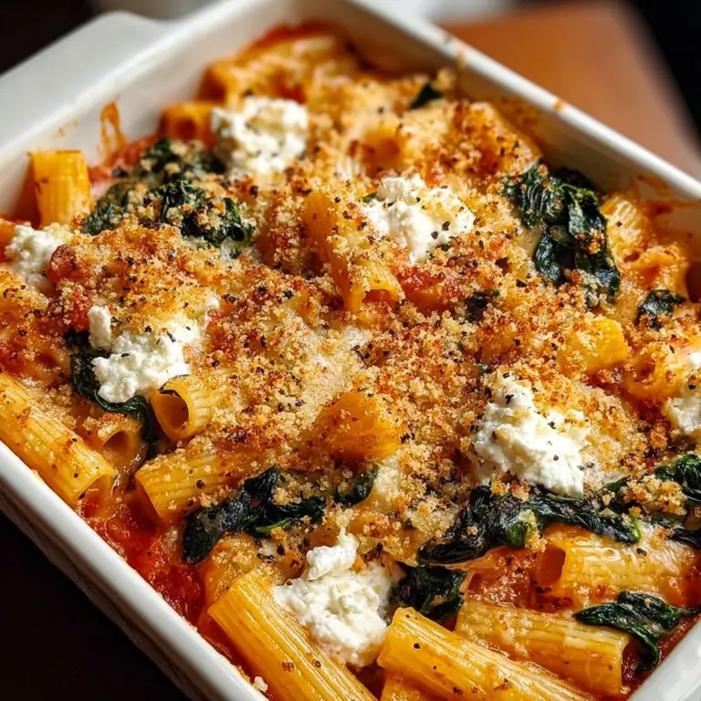 Baked Rigatoni with Spinach and Ricotta Recipe