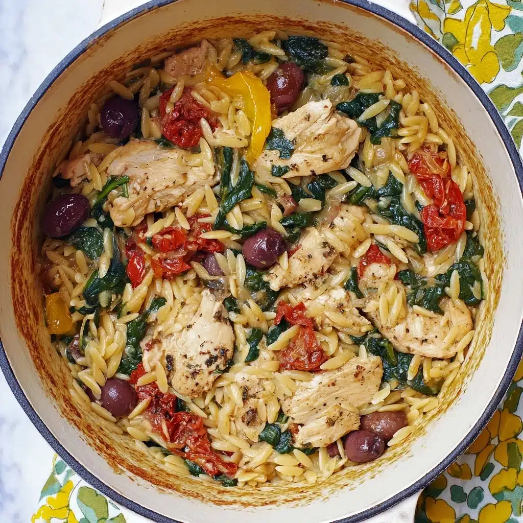One-Pot Healthy Mediterranean Chicken with Orzo Recipe - Recipe Image
