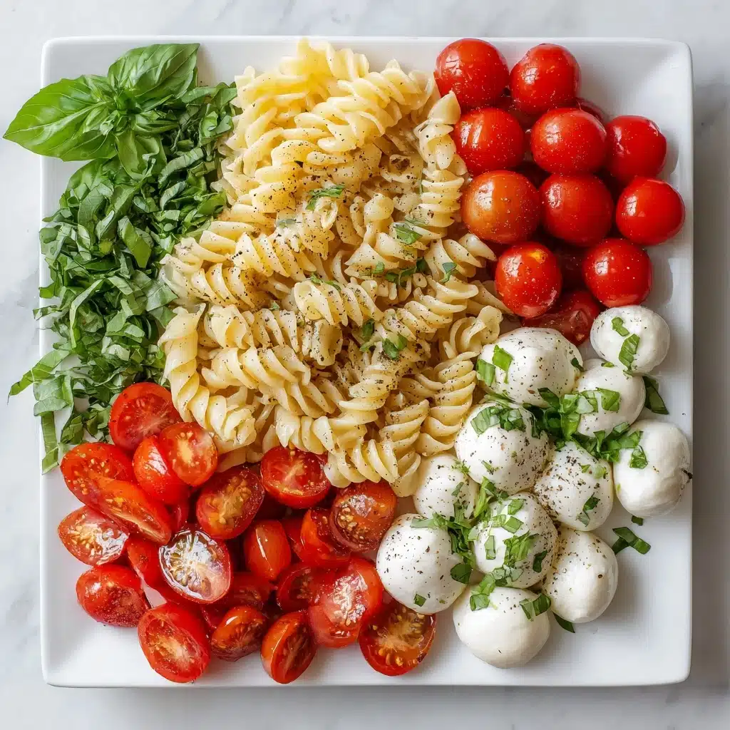 Creamy Caprese Pasta Salad Recipe - Recipe Image