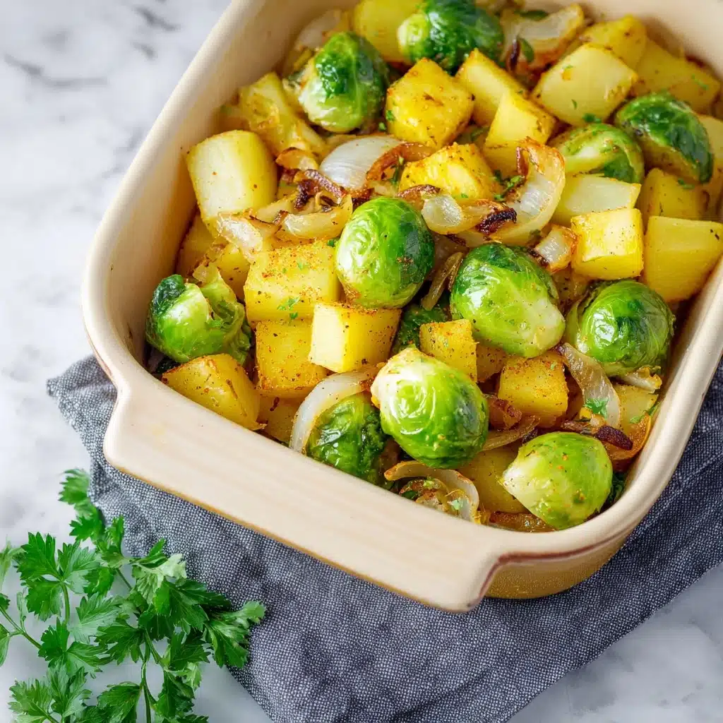 Garlic Brussels Sprouts Potatoes Recipe - Recipe Image