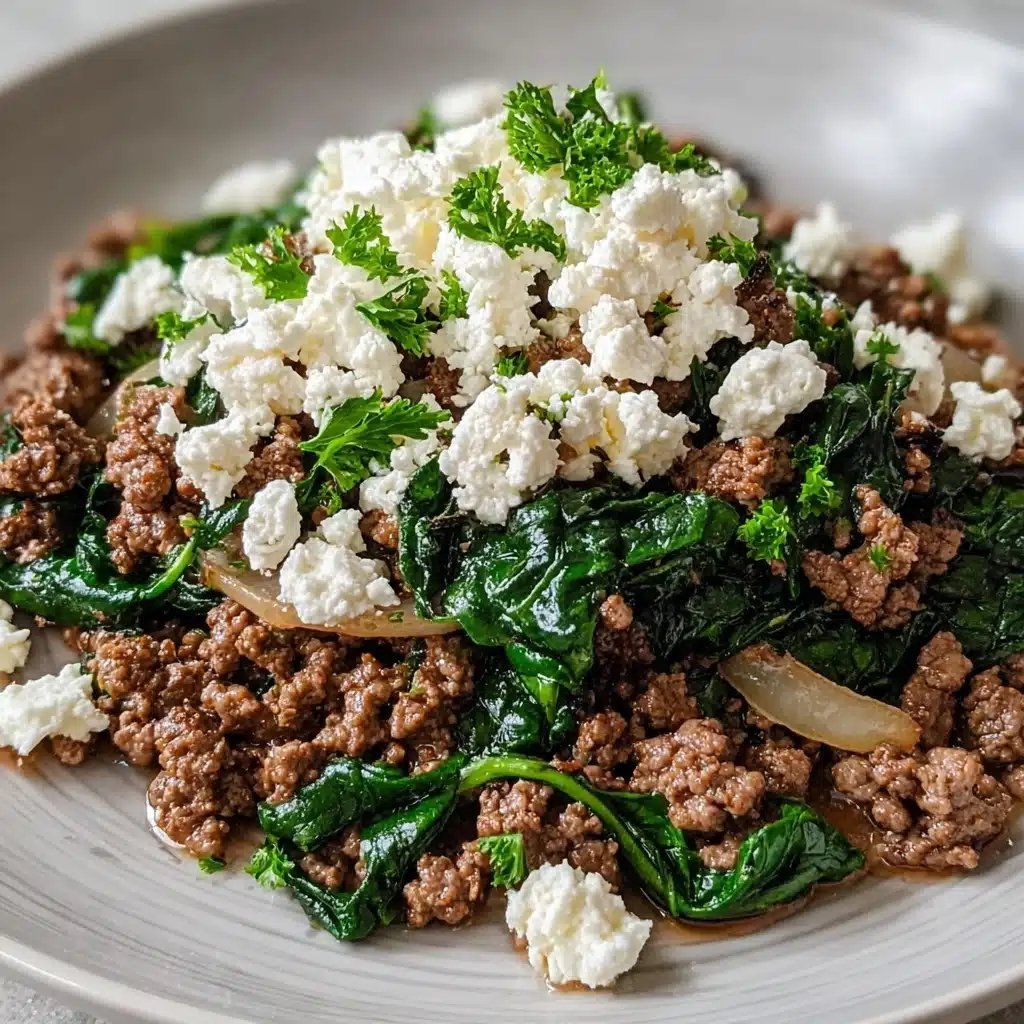 Ground Beef and Spinach Skillet with Feta Recipe - Recipe Image