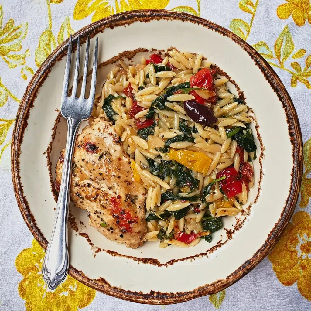 One-Pot Healthy Mediterranean Chicken with Orzo Recipe - Recipe Image