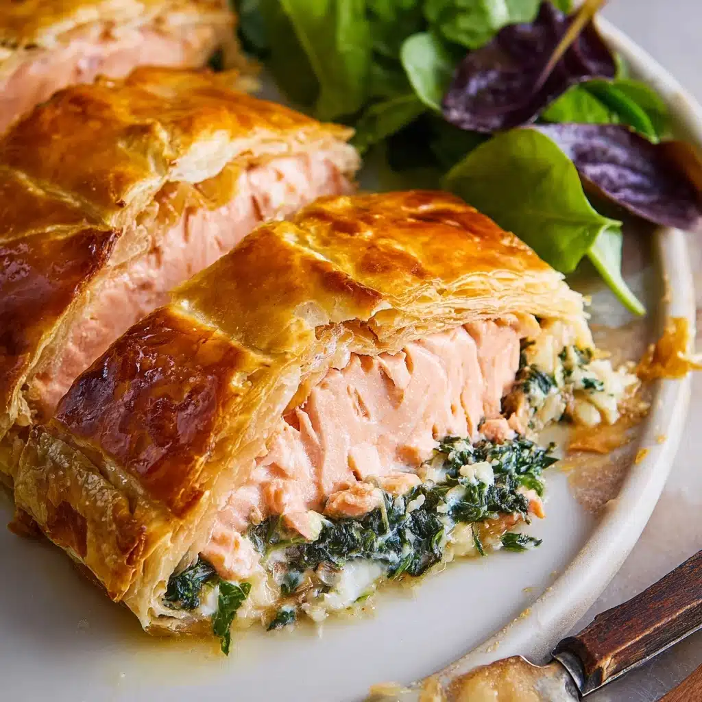 Spinach and Cheese Stuffed Salmon Wellington Recipe - Recipe Image