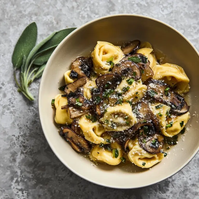 Cheese Tortellini with Butter, Mushrooms, and Crispy Sage Recipe