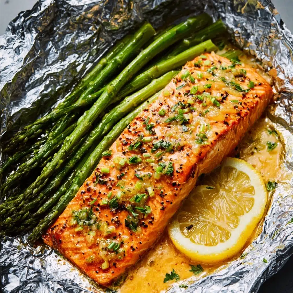 Garlic Parmesan Salmon & Asparagus Foil Pack Recipe - Recipe Image