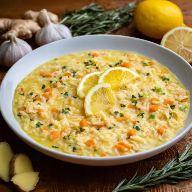 Lemon Ginger Turmeric Chicken and Rice Soup Recipe