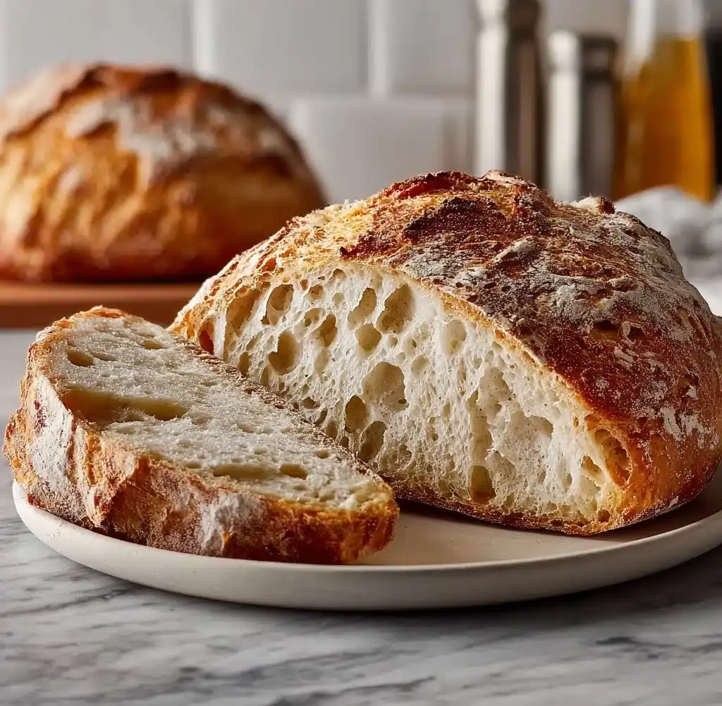 Crusty Golden Sourdough Bread with a Soft Chewy Center Recipe