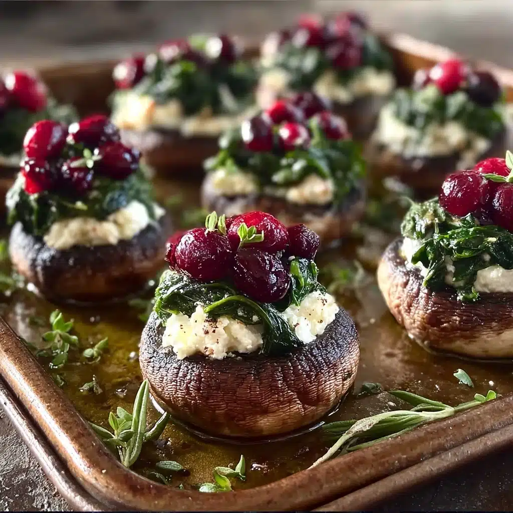 Balsamic-Glazed Cranberry & Goat Cheese Stuffed Mushrooms with Spinach
 - Recipe Image