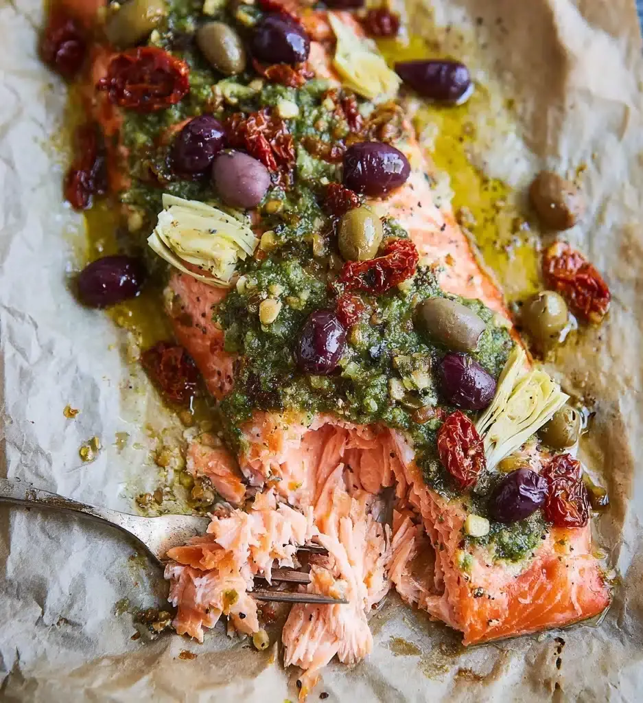 Light Mediterranean Salmon Recipe in Parchment Recipe