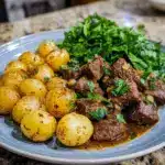 slow cooker garlic butter beef bites and potatoes Recipe