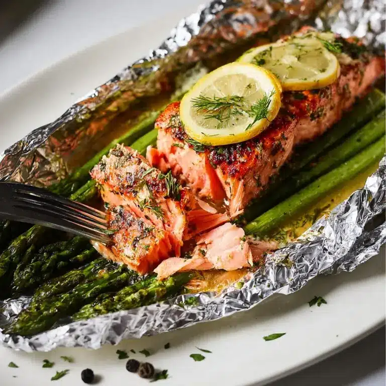 Garlic Parmesan Salmon & Asparagus Foil Pack Recipe
