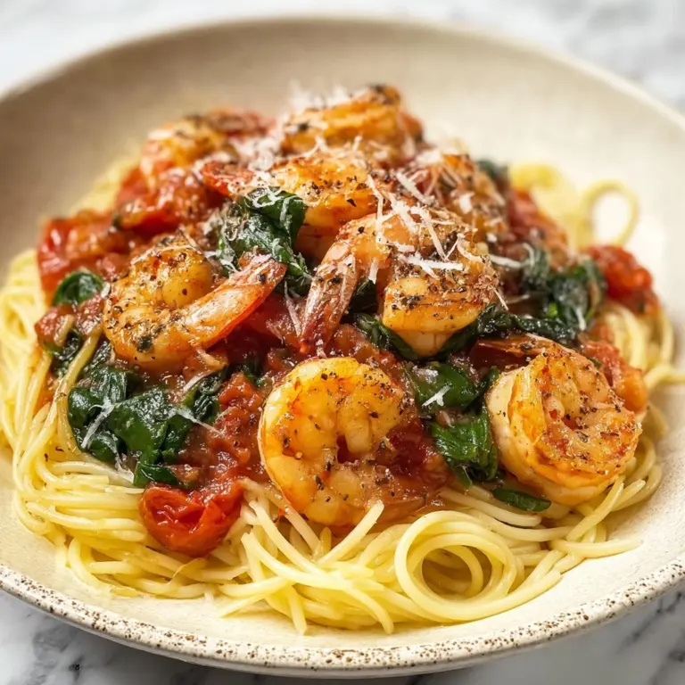 Tomato Spinach Shrimp Pasta Recipe