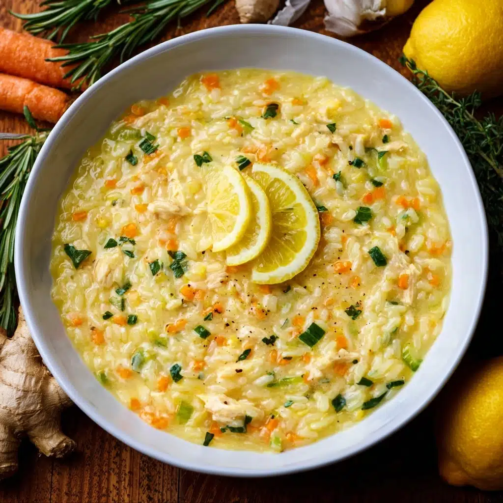 Lemon Ginger Turmeric Chicken and Rice Soup Recipe - Recipe Image