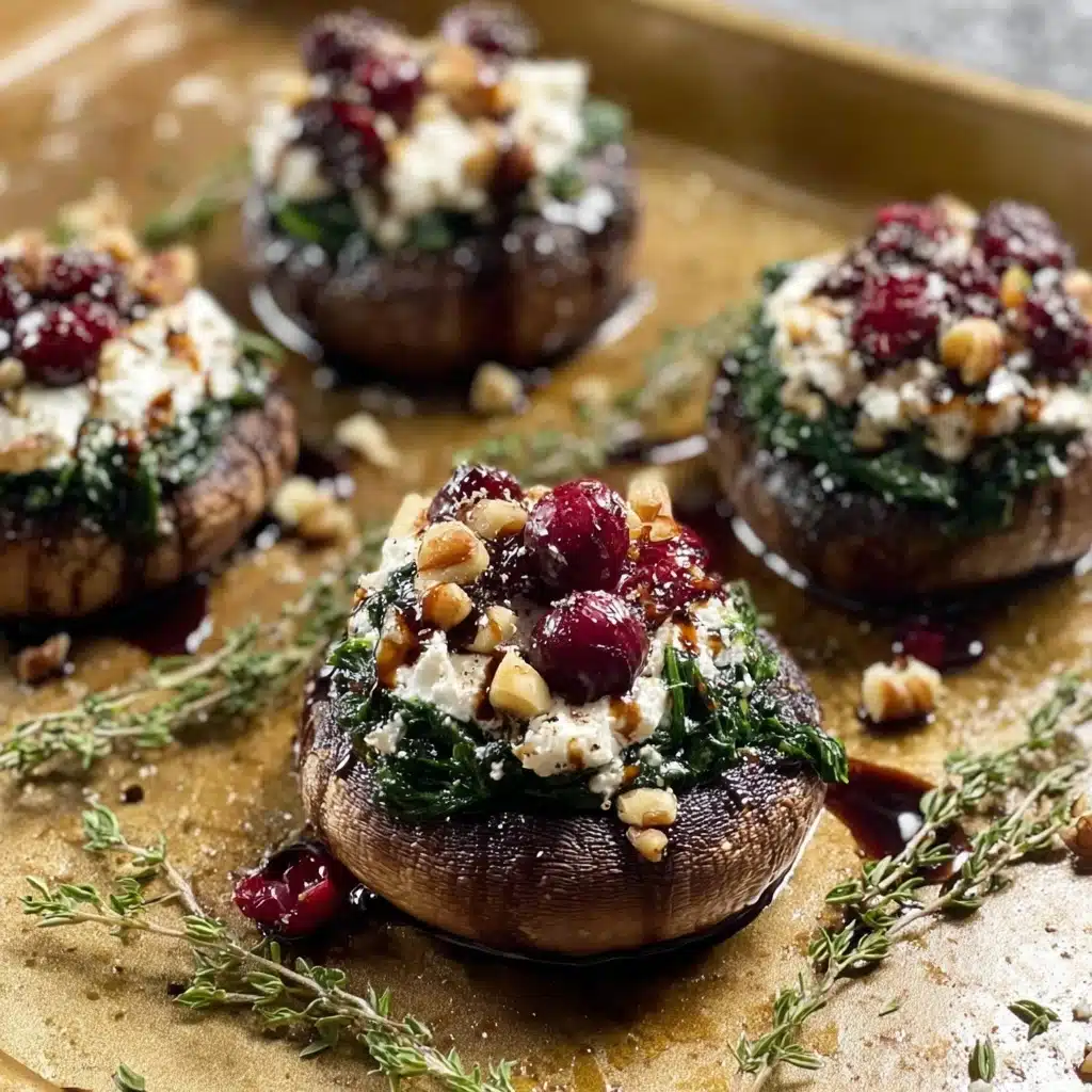 Balsamic-Glazed Cranberry & Goat Cheese Stuffed Mushrooms with Spinach
 - Recipe Image