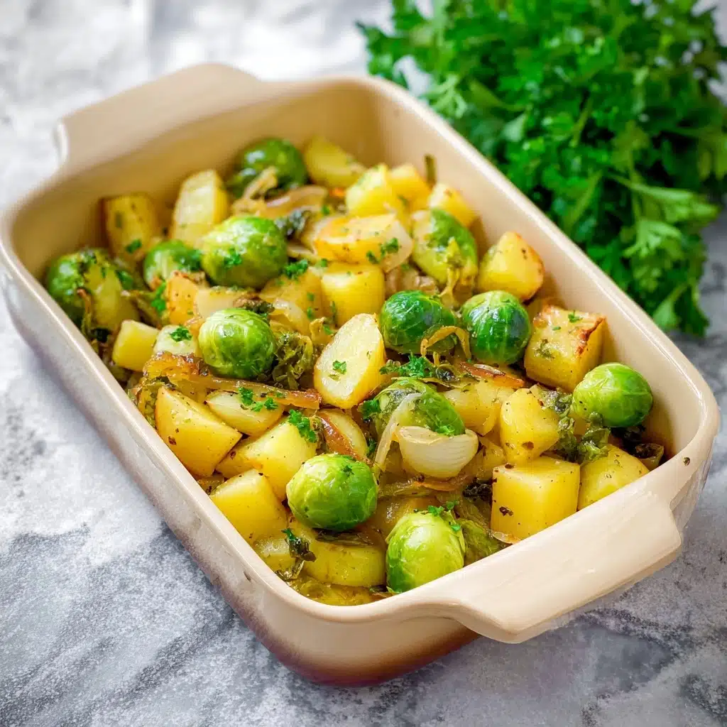 Garlic Brussels Sprouts Potatoes Recipe - Recipe Image