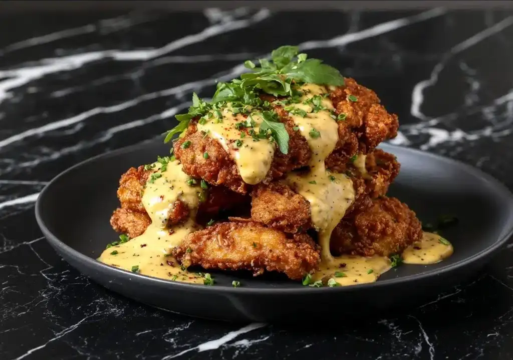 Pretzel Chicken with Mustard-Cheddar Sauce Recipe