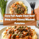 Fall Apple Cider Beef Stew over Mashed Potatoes Dinner Recipe