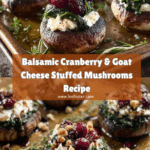 Balsamic-Glazed Cranberry & Goat Cheese Stuffed Mushrooms with Spinach