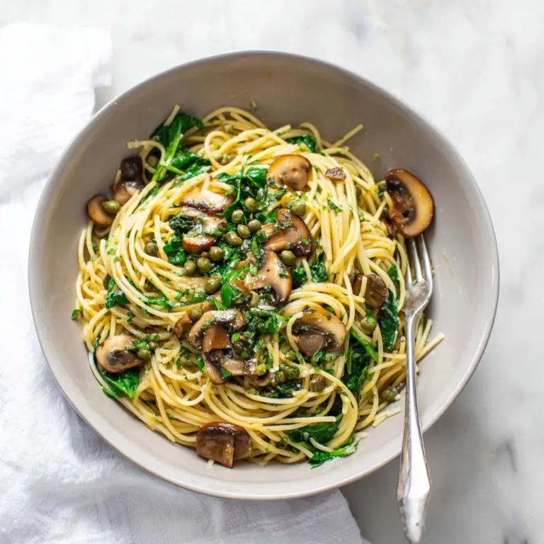 Spinach and Mushroom Piccata Pasta Recipe