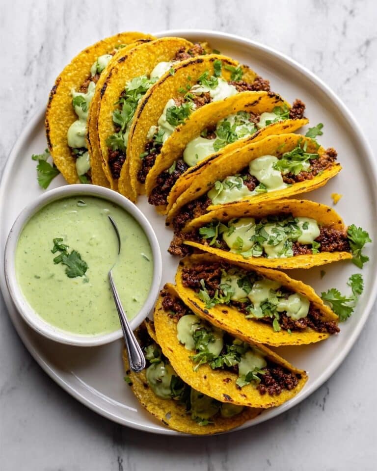 Crispy Baked Ground Turkey Tacos with Avocado Sauce Recipe