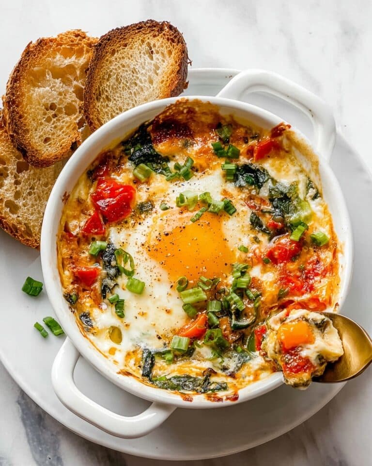 Baked Feta Eggs with Cherry Tomatoes and Spinach Recipe
