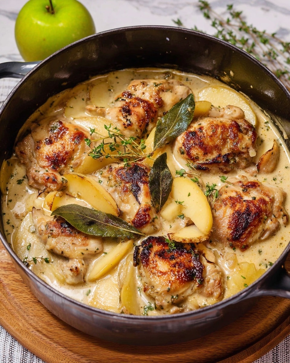 This image shows two white plates with floral designs holding a meal. Each plate has a piece of browned chicken covered with light brown sauce and small bits of onions, positioned near the center and slightly to the side. Next to the chicken are three whole light yellow potatoes and slices of cooked yellow potatoes with a soft texture placed at the base of the chicken. Some tiny green herbs rest on top of the chicken adding a touch of fresh color. Both plates are set on a white marbled surface. To the right, there is a clear glass containing a light golden drink. photo taken with an iphone --ar 4:5 --v 7