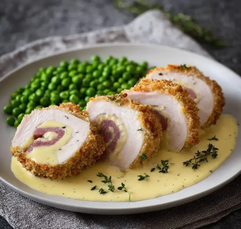 Chicken Cordon Bleu with Swiss Cheese Sauce is delicious Recipe