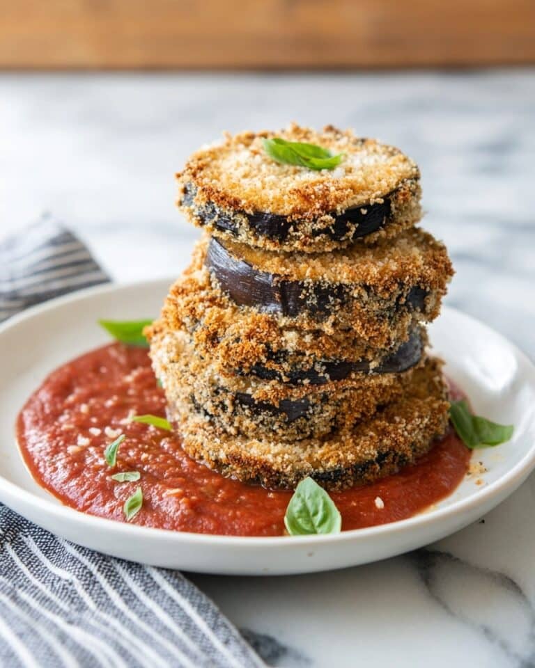 Garlic Herb Crusted Baked Eggplant Slices Recipe