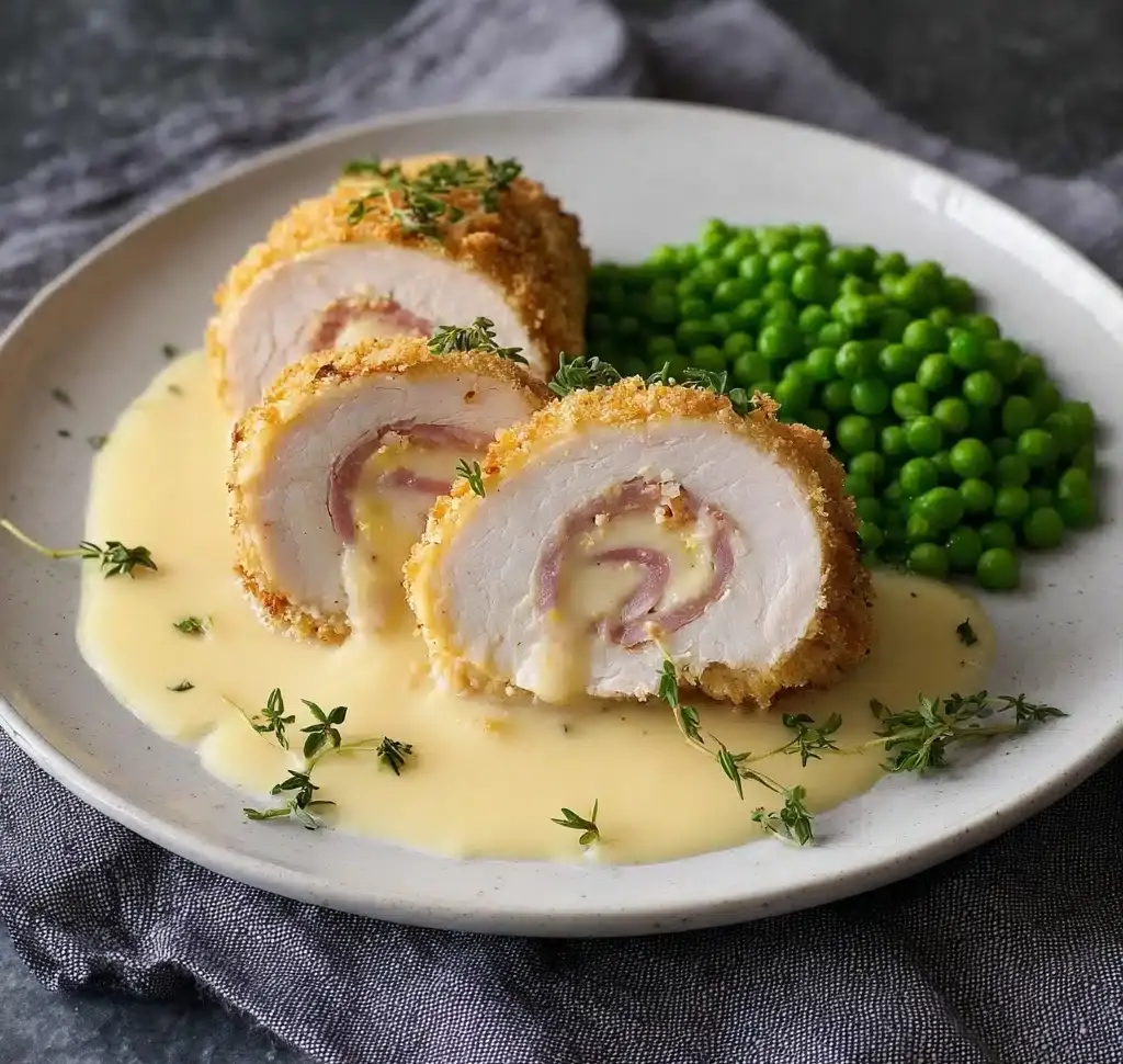 Chicken Cordon Bleu with Swiss Cheese Sauce is delicious Recipe