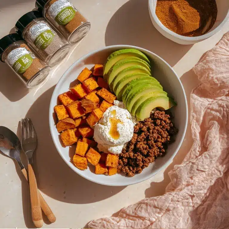 Sweet Potato Beef Bowl with Hot Honey and Cottage Cheese Recipe (Viral TikTok Recipe!)