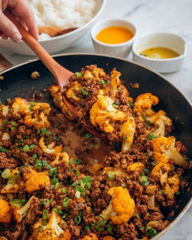 Crispy Chili Ground Beef and Cauliflower Skillet Recipe