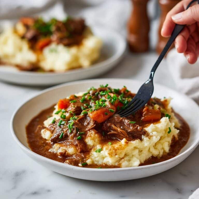 Fall Apple Cider Beef Stew over Mashed Potatoes Recipe