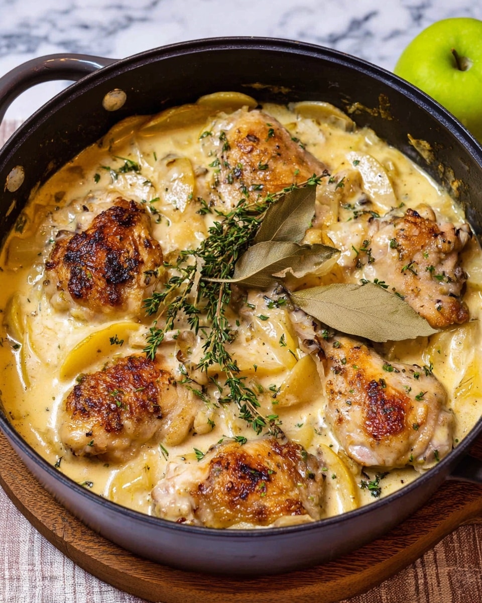 A white plate with floral patterns holds a cooked chicken drumstick with a golden-brown, slightly crispy skin on the left side. Around the drumstick, there are several chunks of pale yellow boiled potatoes, some whole and some cut in half, with a smooth texture. Small green sprigs of herbs lay on top of the chicken and potatoes, adding a fresh touch. In the background, there is a red pot decorated with white and yellow flower designs, partially filled with more cooked chicken and potatoes. To the right of the plate, a glass of amber-colored drink reflects soft light. The whole scene is set on a white marbled surface. photo taken with an iphone --ar 4:5 --v 7