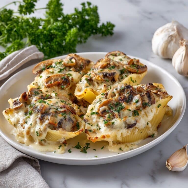 Creamy Garlic Mushroom Stuffed Shells Recipe
