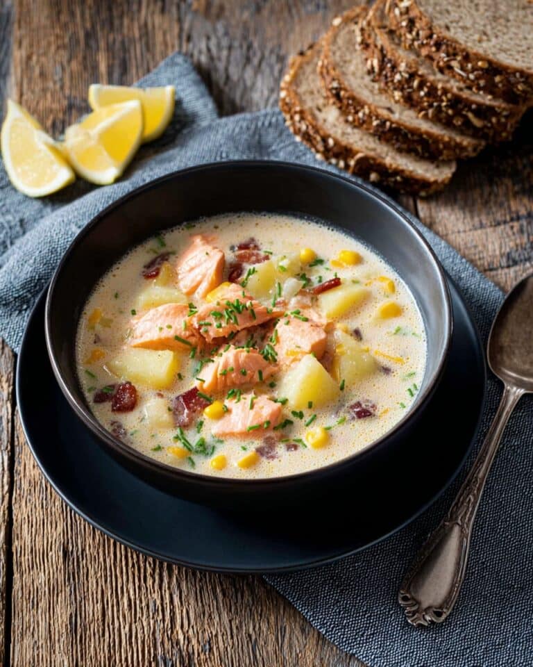 Creamy Salmon Chowder with Potatoes and Corn Recipe