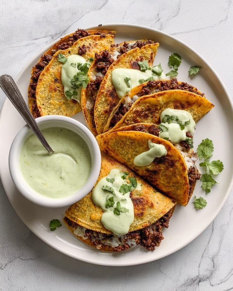 Crispy Baked Ground Turkey Tacos with Creamy Avocado Sauce Recipe
