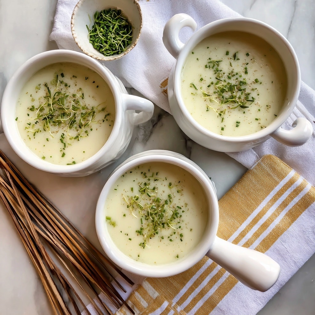 The image shows a black Crock-Pot filled with creamy, light yellow mashed potatoes topped with small green chives, with a spoon resting inside the pot on the right. In front, there are two white bowls with handles, each filled with the same mashed potatoes and garnished with chopped green chives. To the left, there is a white plate with bread rolls, and next to it, salt and pepper shakers. On the right side, a white container holds whole potatoes. Two silver spoons rest on a black and white checkered cloth near the bottom right corner. The surface beneath everything is a white marbled texture. Photo taken with an iphone --ar 4:5 --v 7