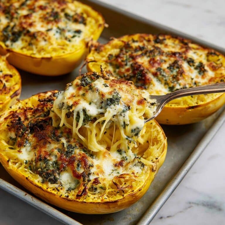Baked Four Cheese Garlic Spaghetti Squash Recipe