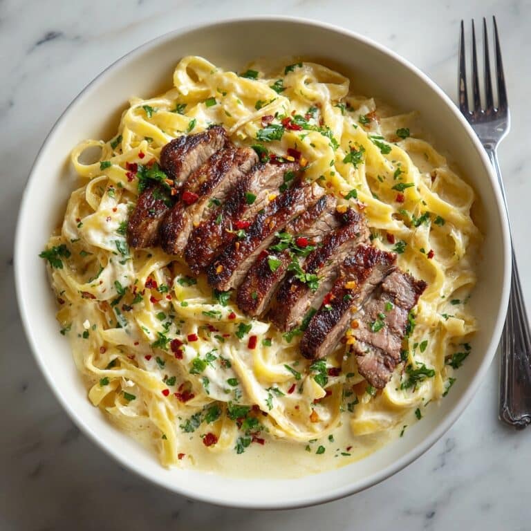 Creamy Garlic Steak Pasta Recipe