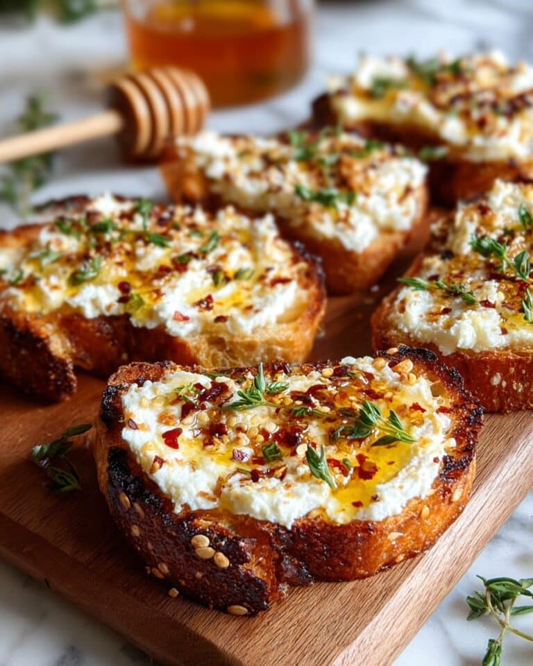 Sweet and Spicy Whipped Feta Crostini with Hot Honey Recipe