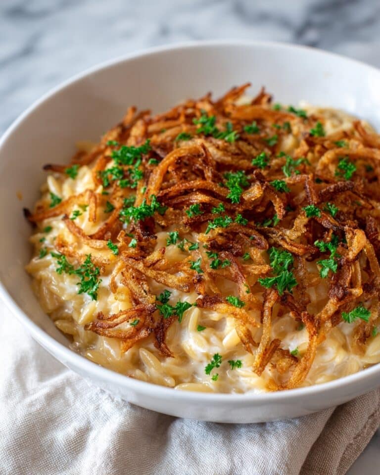 French Onion Chicken Orzo Casserole Recipe