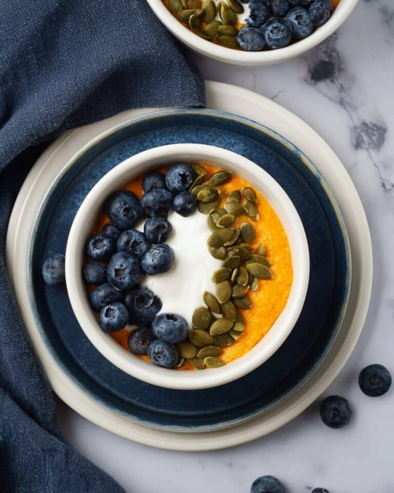 Sweet Potato Breakfast Bowl with Blueberries, Pumpkin Seeds, and Greek Yogurt Recipe