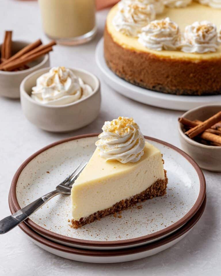 Eggnog Cheesecake with Nutmeg Whipped Cream Recipe