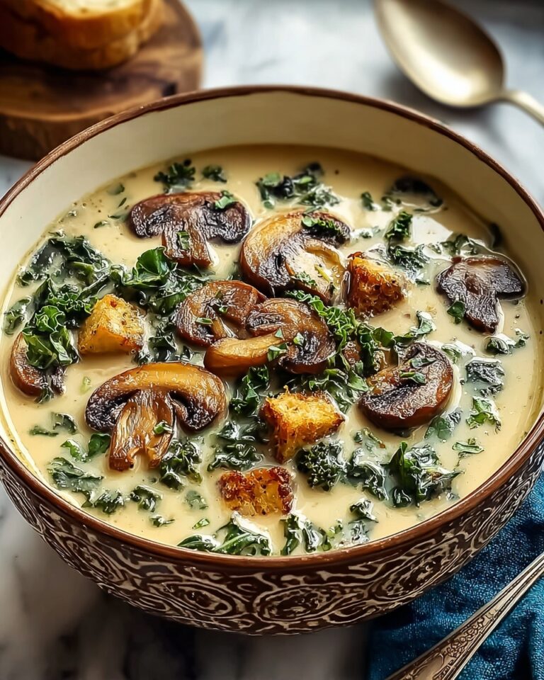 Comforting Wild Mushroom, Caramelized Onion and Kale Soup Recipe