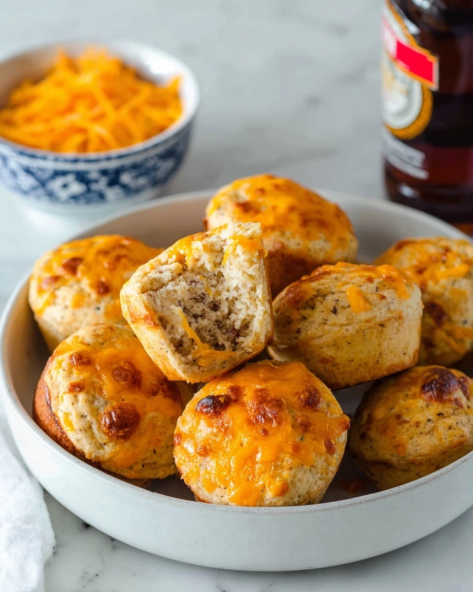 A white plate with a crumbly, golden brown muffin split in half, showing a soft, moist interior with chunks of melted cheese and swirls of brown cinnamon. The muffin halves sit in a pool of thick amber syrup that glistens under the light. In the background, out of focus, there is a white plate stacked with more whole muffins and a pale blue cup filled with dark coffee. The setting includes a white marbled texture underneath a white cloth napkin photo taken with an iphone --ar 4:5 --v 7