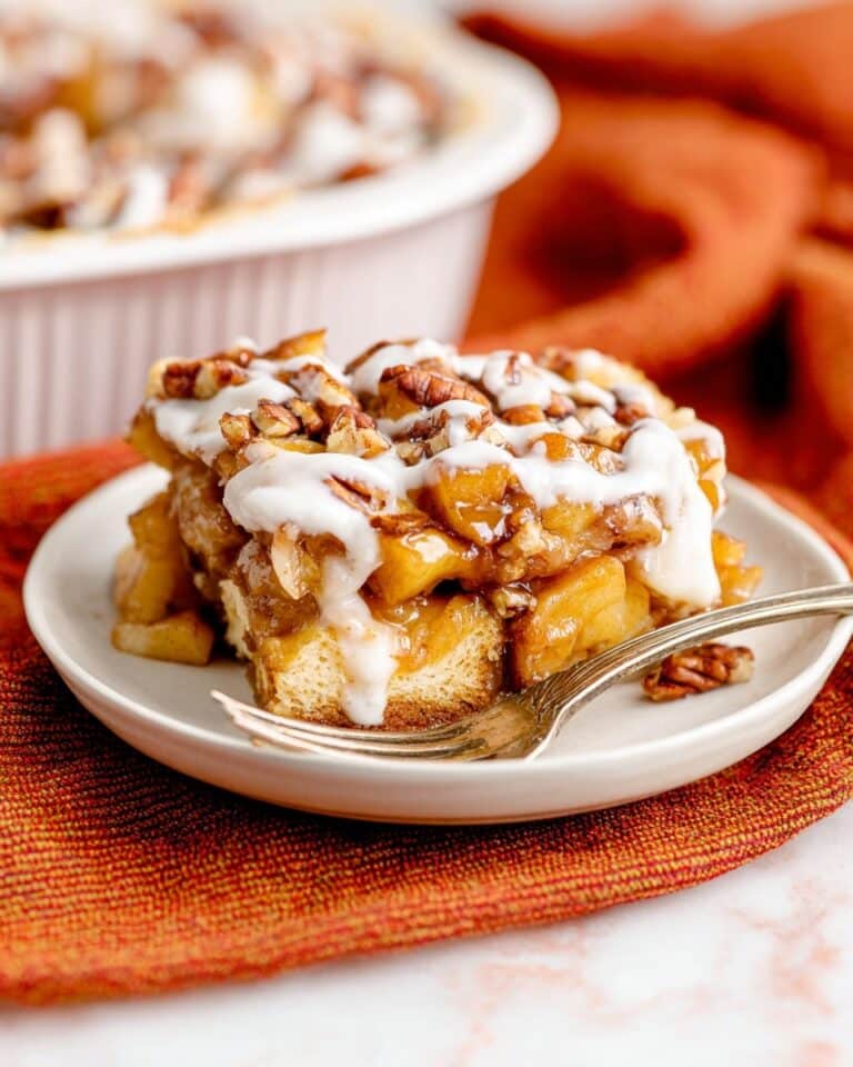 Cinnamon Roll Casserole with Apple Pie Filling and Pecans Recipe